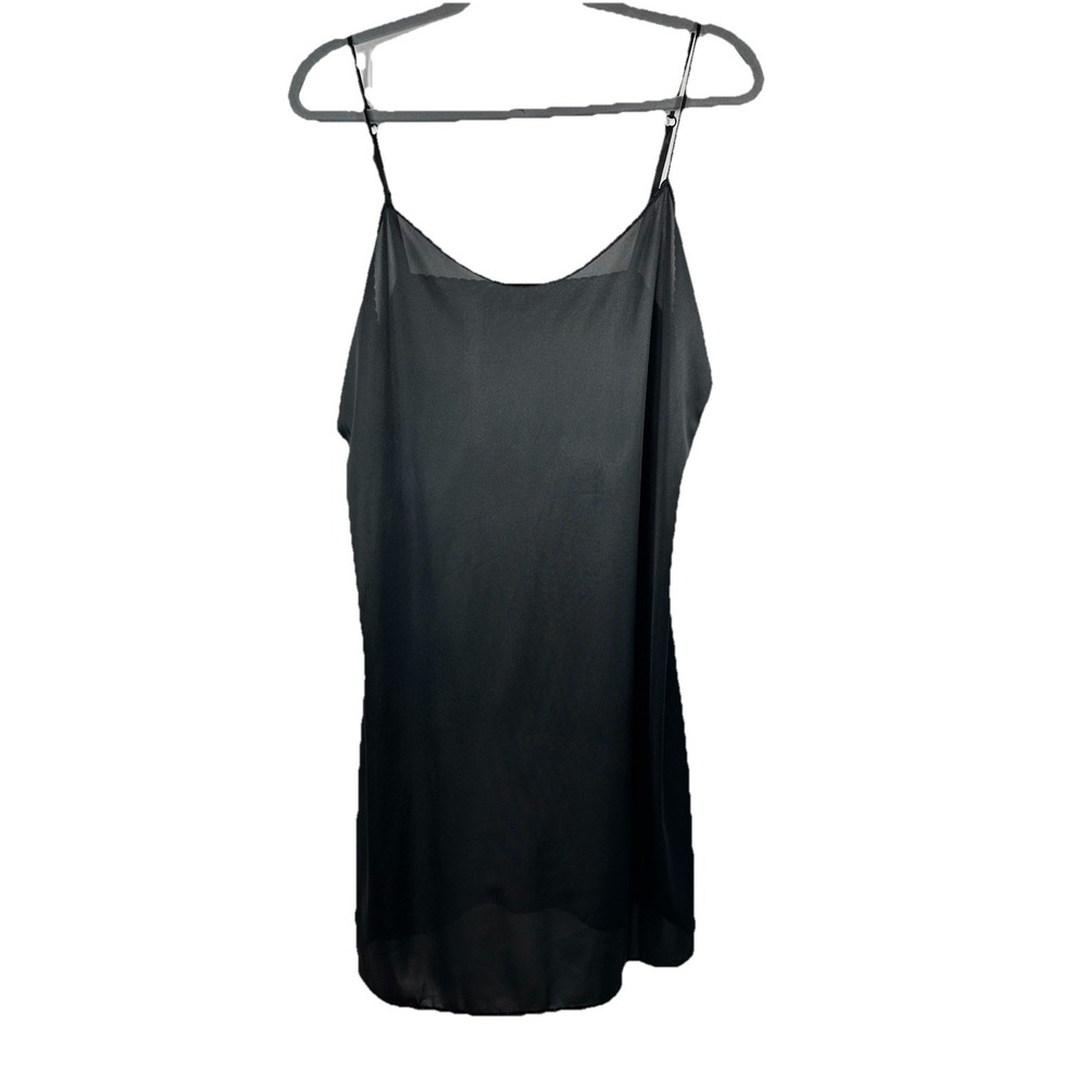 Vintage Vassarette Black Nylon Full Slip Dress 10-008 Size 38/44 90s Goth Grunge